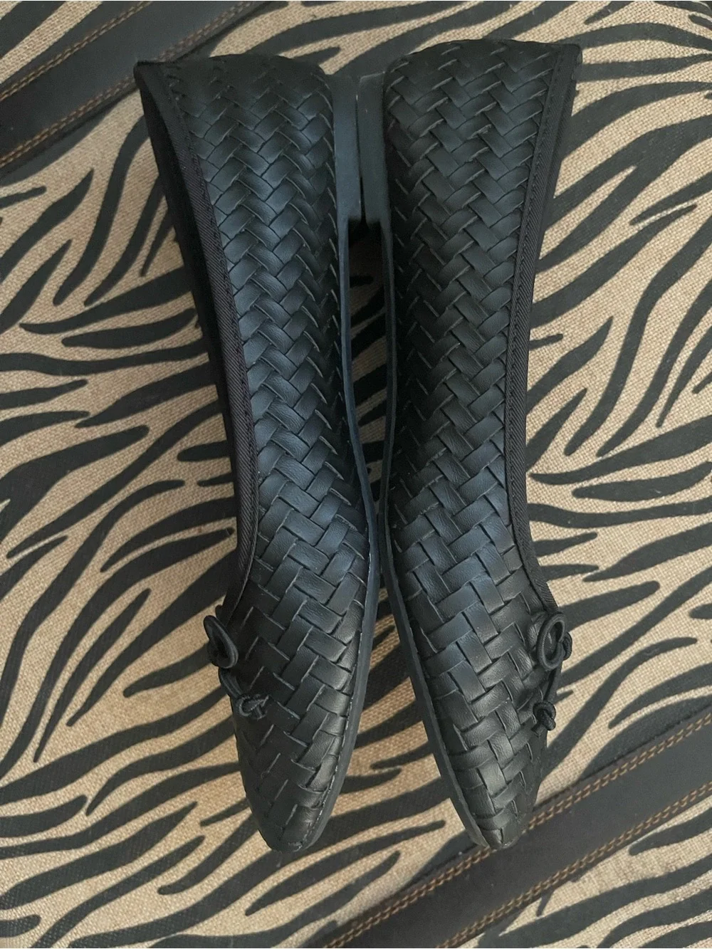 Chinese Laundry Black Woven Bow Ballet Flats 8